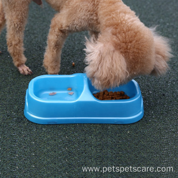 Double Plastic Bowls Puppy Food Cups Dog Bowl